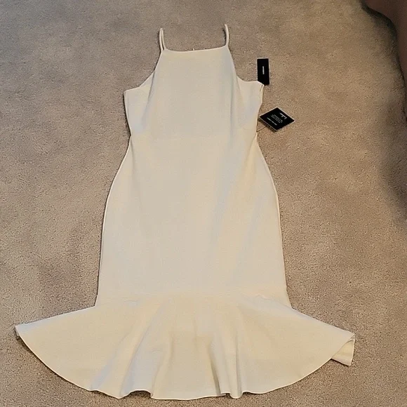 white christmas dresses Jane Summers Isabella Backless Short White Rehearsal Dinner and Wedding Dress 2 / White with Blush Pink Ribbon , Female , Adult main image 0